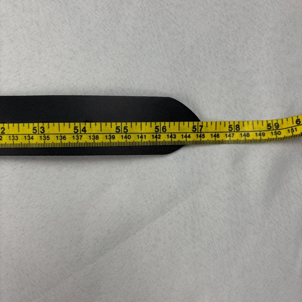 King Size Genuine Leather Black Belt Size 52/54 Antique Nickel‎ Buckle *READ*